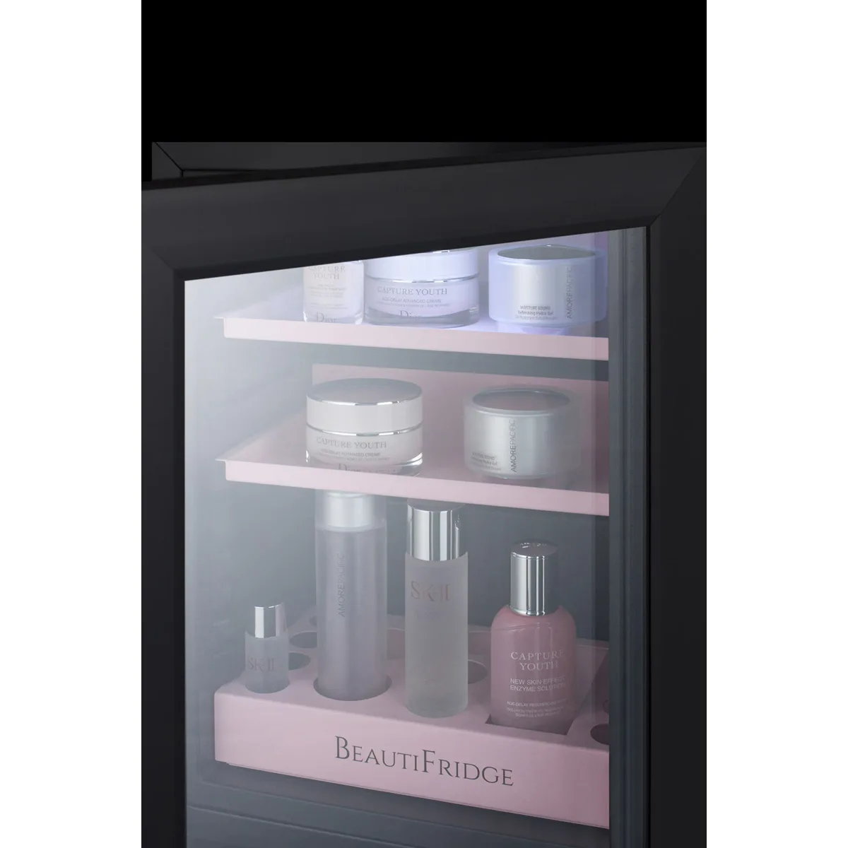 Summit LX114LP 13-3/4" Compact BeautiFridge Cosmetics Refrigerator, Pink Shelves, 0.85 cu.ft