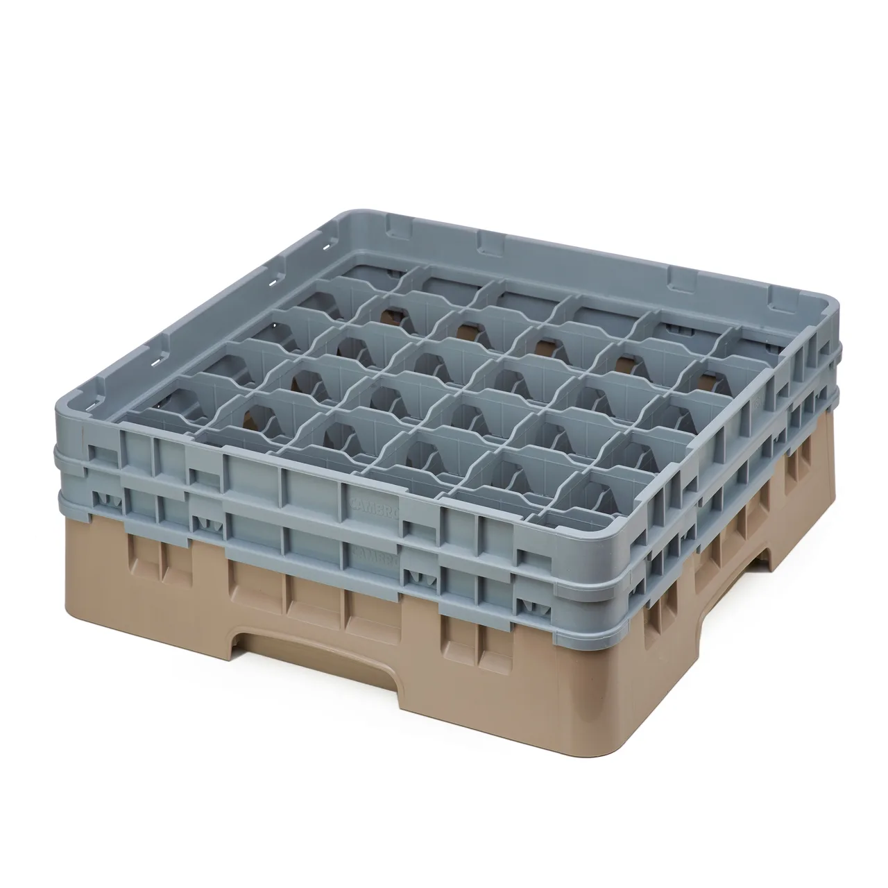 Cambro 36S434184 Camrack Glass Rack, Full Size, Beige, 19-3/4 x 19-3/4, 36 Compartments, 2-7/8 Max Dia, 5-1/4 Max Height