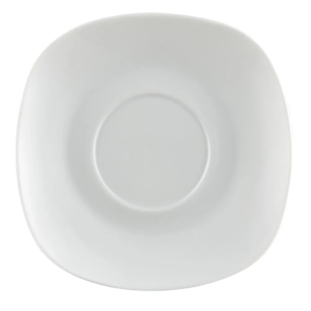 CAC China COP‑SQ2 Square Porcelain Saucer 5.75" x 5.75" x 0.75" White Dishwasher Safe - 1 Dozen
