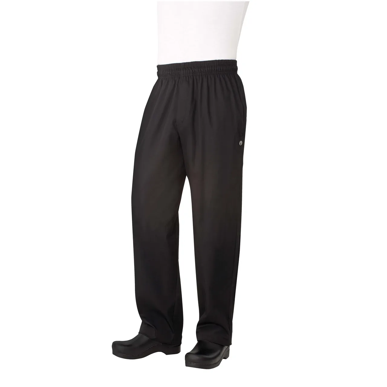 Chef Works NBBZ-BLK-6XL - Baggy Chef Pant, 6XL Black, 65/35 PolyCotton, Drawstring, Zipper Fly