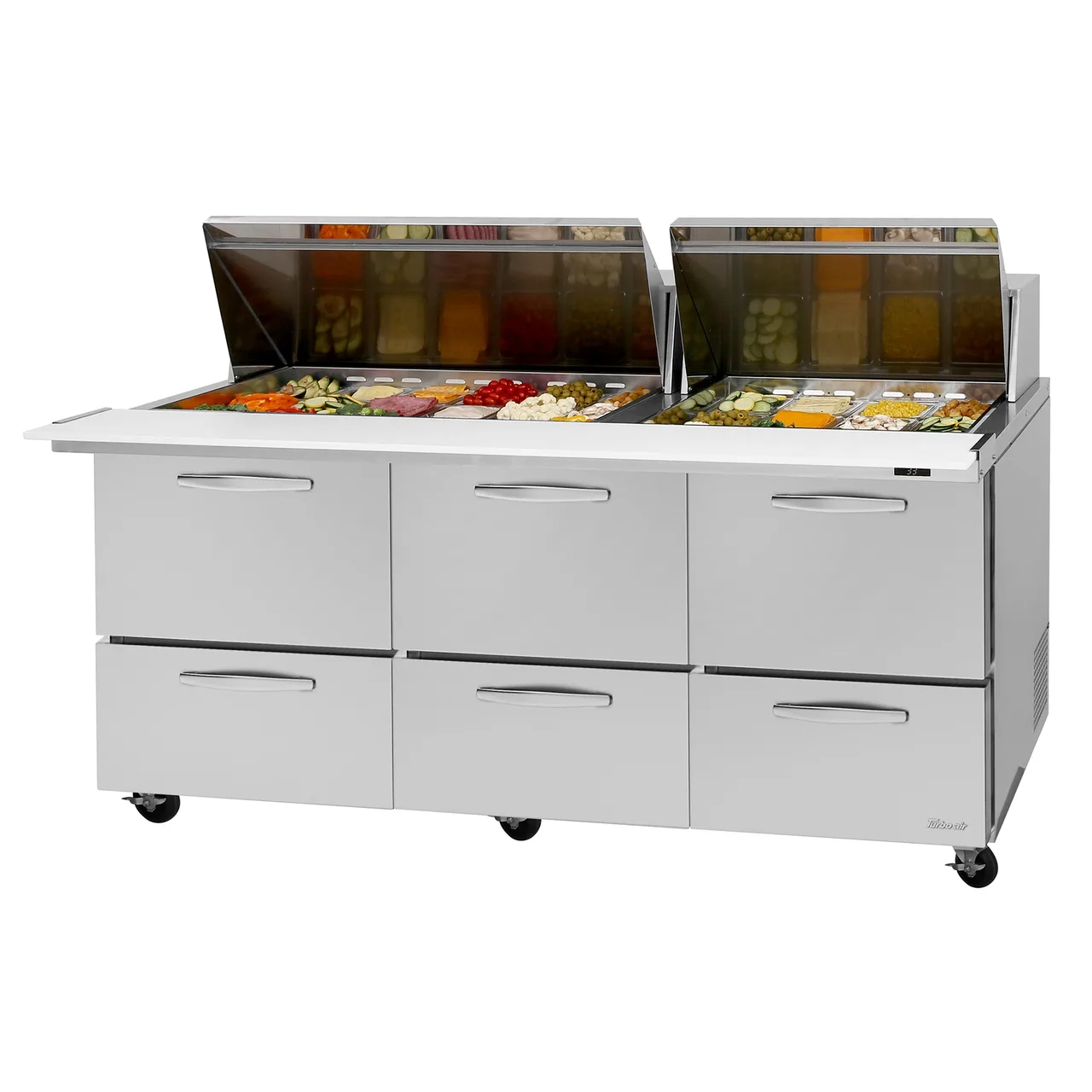 Turbo Air PST-72-30-D6-N 72" Mega Top Sandwich/Salad Prep Table w/ 6 Drawers, 30 Pans