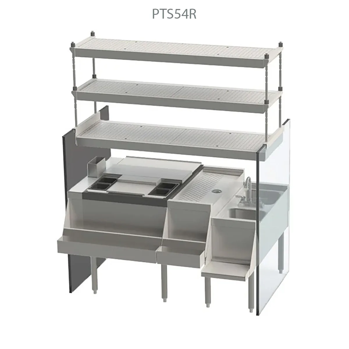 Perlick PTS42L-LF 42" Pass-Thru Combo Underbar Ice Bin/Cocktail Station w/ 8 Circuit - 95 lbs / Right