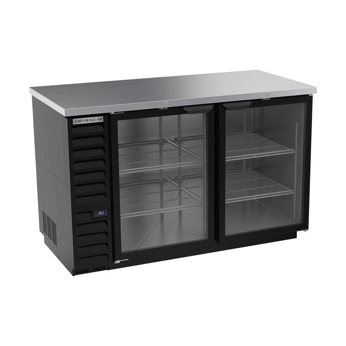 Beverage Air BB58HC-1-G-B 59" 2 Section Stainless Steel Back Bar Cooler with Glass Door