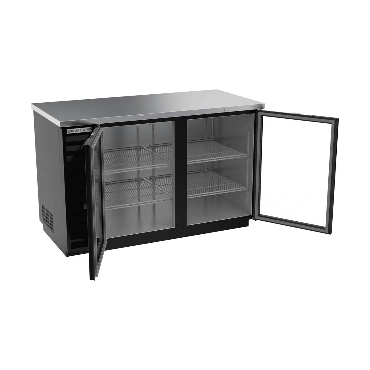 Beverage Air BB58HC-1-G-B 59" 2 Section Stainless Steel Back Bar Cooler with Glass Door