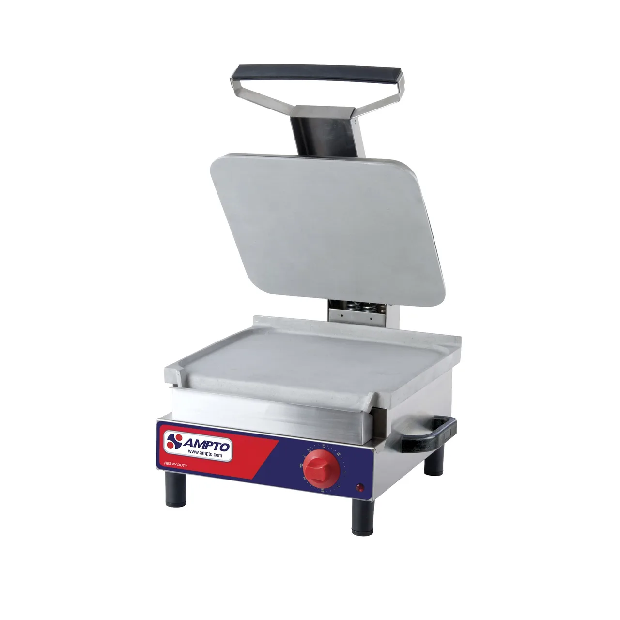 AMPTO SASL 13" Electric Sandwich Panini Grill w/ Aluminum Smooth Plates, 120V