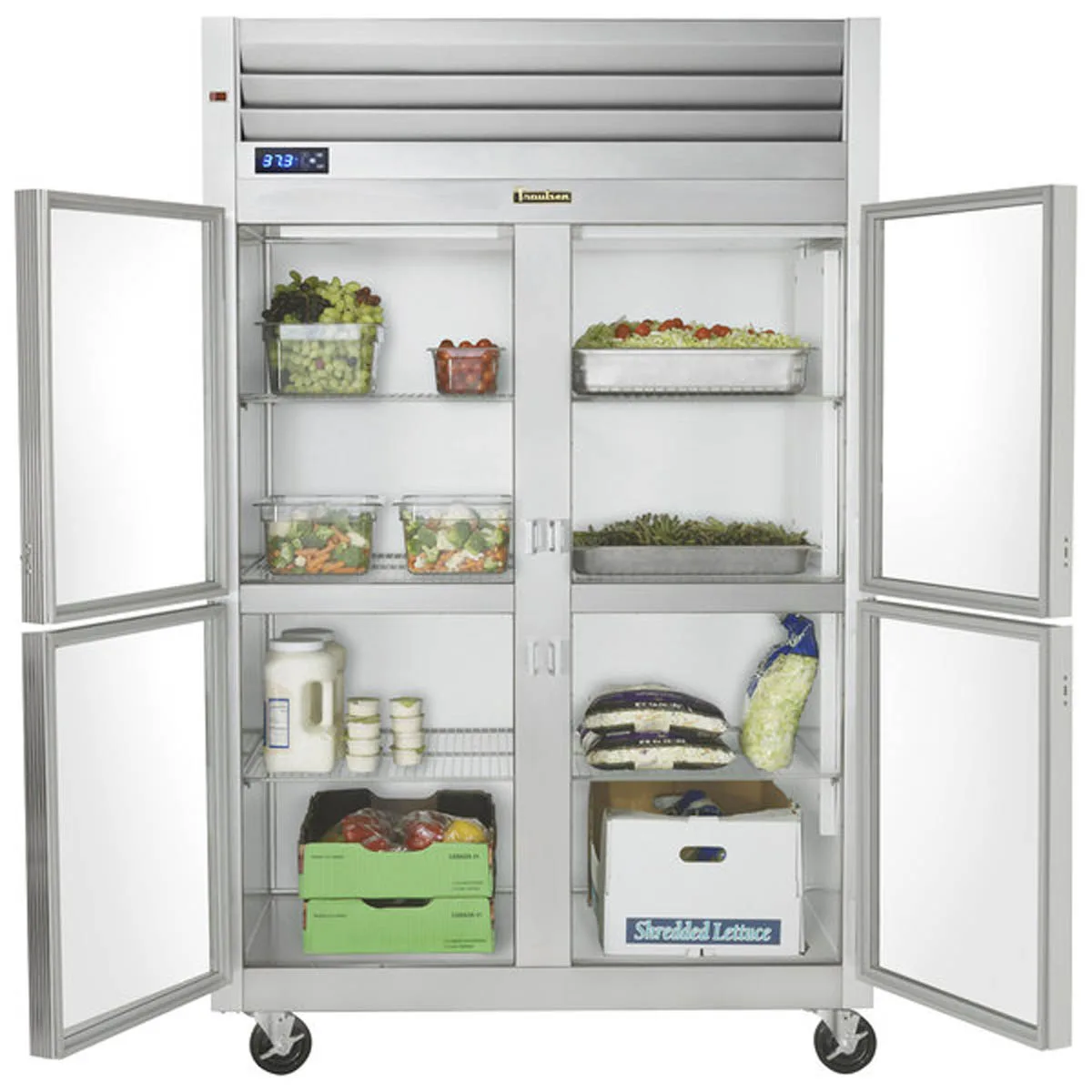 Traulsen G21000-032 52" 2-Section Reach-In Refrigerator w/ 4 Glass Half-Doors (hinged left/right), Top Mount, 46.5 cu. ft.