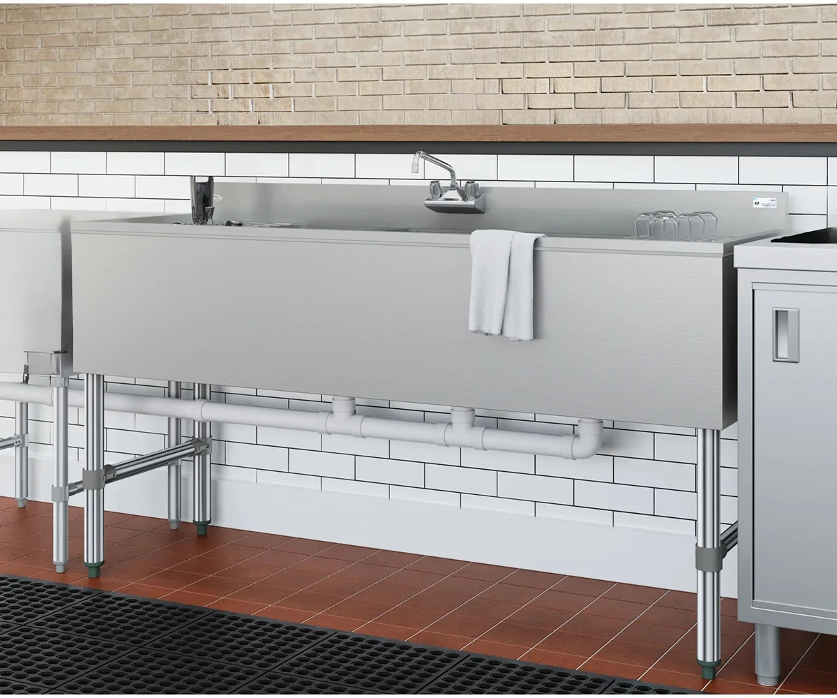 Koolmore SBR3B60-LR-320 60" Underbar Sink Units, Compartment with 2 Drainboards