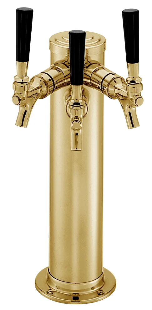 Perlick 4026TF Draft Beer Dispensing Tower, Tarnish-Free Brass Finish, 3 Faucet