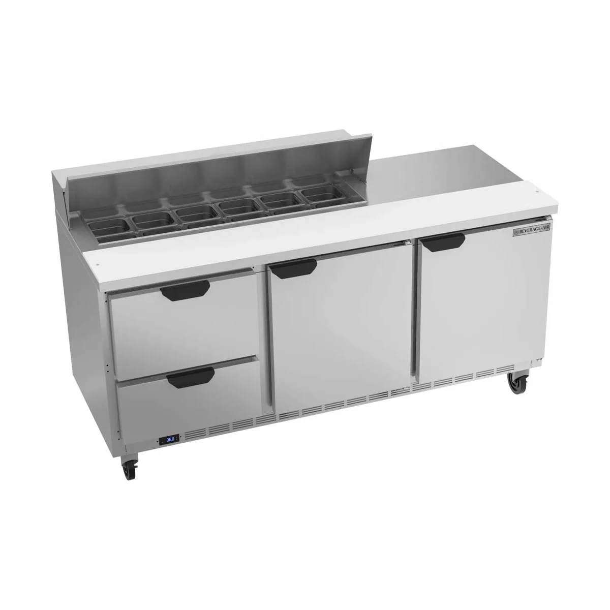 Beverage Air SPED72HC-12-2 72" Sandwich/Salad Prep Table w/ 2 Drawers & 2 Doors, 12 Pans