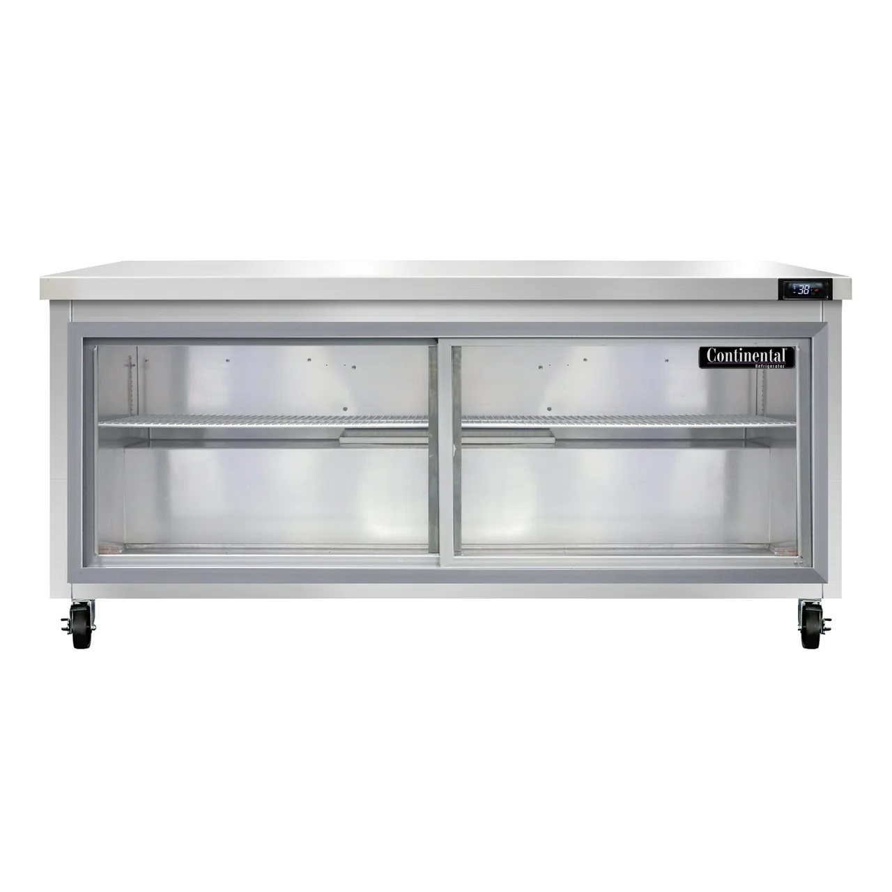 Continental Refrigerator SW72NSGD 72" WorkTop Refrigerator w/ 3 Sliding Glass Doors, 20.6 cu. ft.