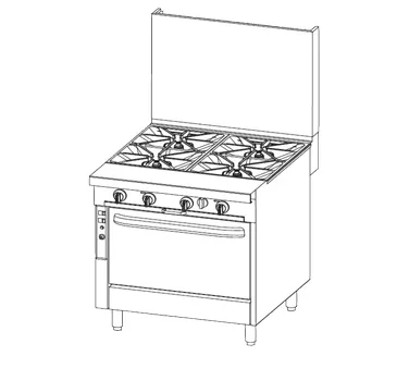 Southbend P36C-XX 36" Gas Heavy Duty Range w/ (4) Open Burners, (1) Cabinet Base, 180.000 BTU