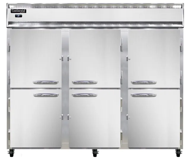 Continental Refrigerator 3RENSSPTHD-SD-GD 85.5" 3-Section Pass-Thru Refrigerator, 75 cu. ft.