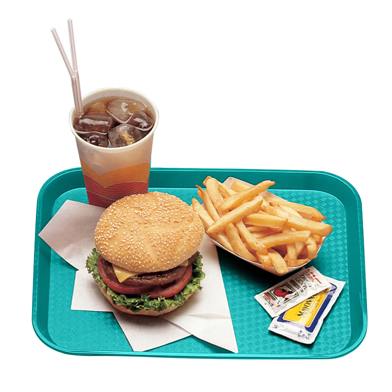 Cambro 1216FF414 Fast Food Tray – 12" x 16" Polypropylene, Teal, NSF, Dishwasher Safe, Made in USA