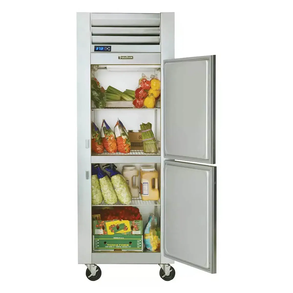 Traulsen G10002P 30" 1-Section Pass-Thru Refrigerator w/ 4 Half Solid Doors (right hinged), Top Mount, 24.72 cu. ft.