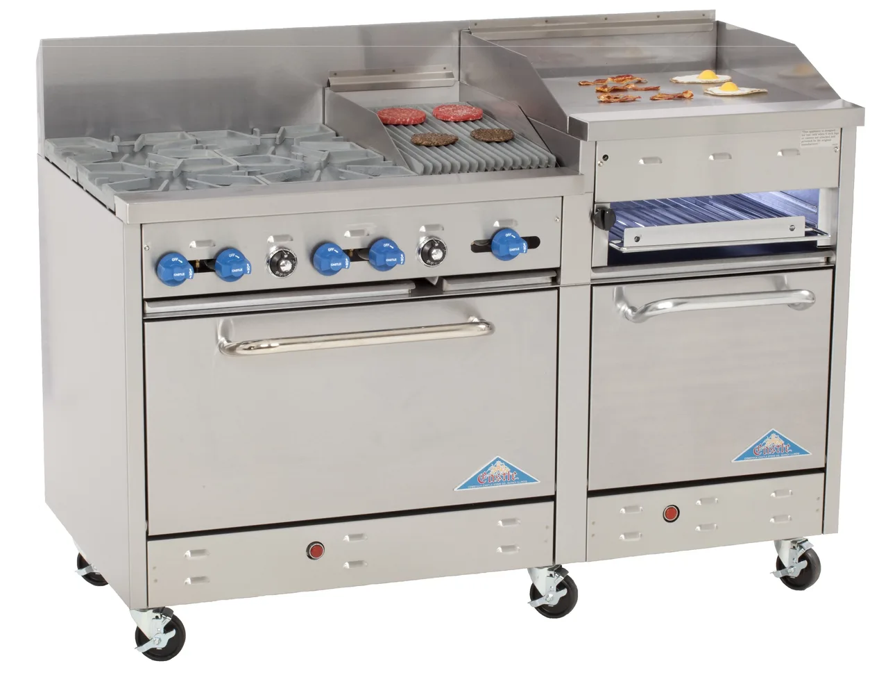 Comstock-Castle F33018-2RB 60" Gas Restaurant Range w/ (6) Open Burners, (1) 24" Charbroiler, (1) Standard Wide Oven, (1) Space Saver Oven, 276.000 BTU