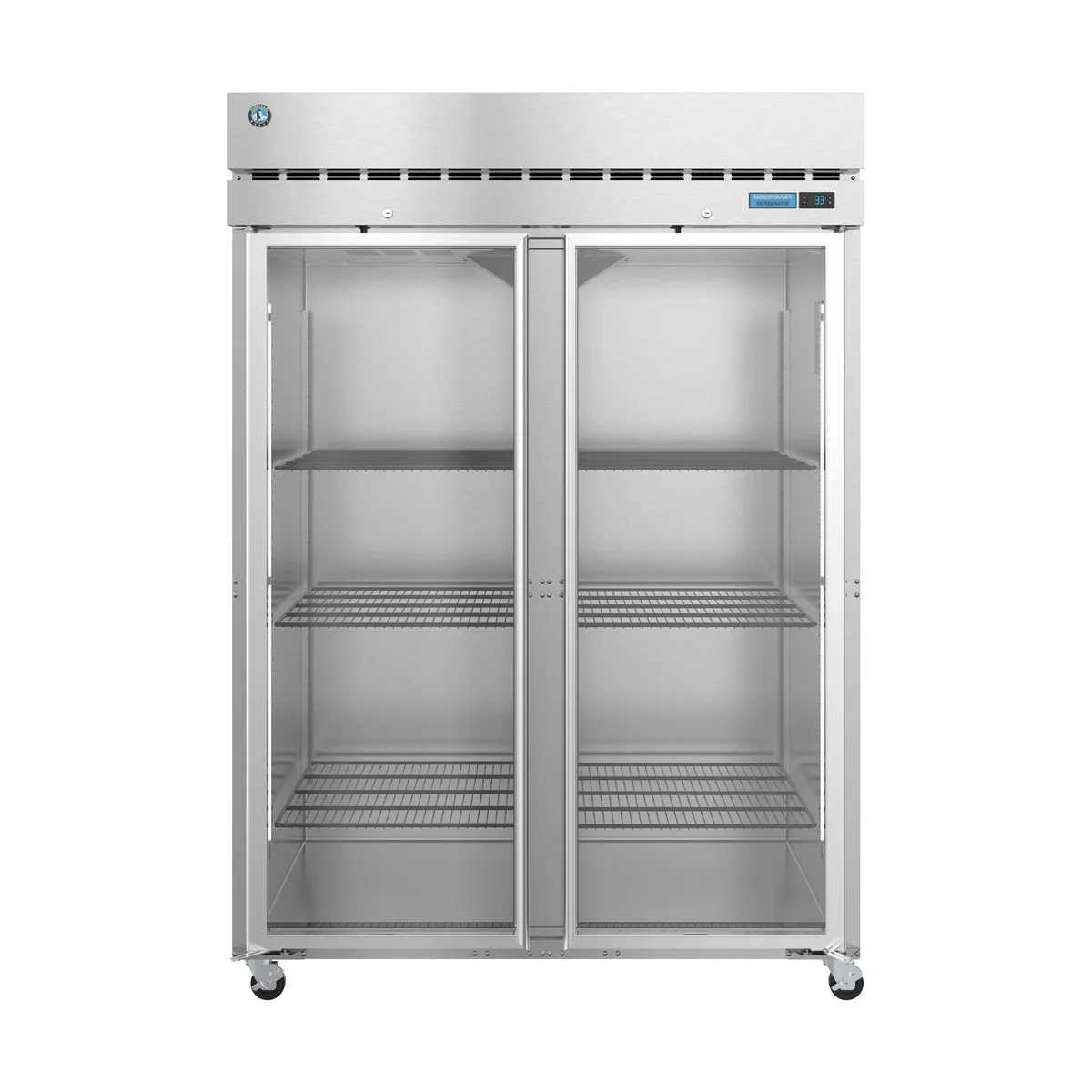 Hoshizaki R2A-FG 55" 2-Section Reach-In Refrigerator w/ 2 Glass Full Doors, Top Mounted, Stainless Steel, 50 cu. ft.