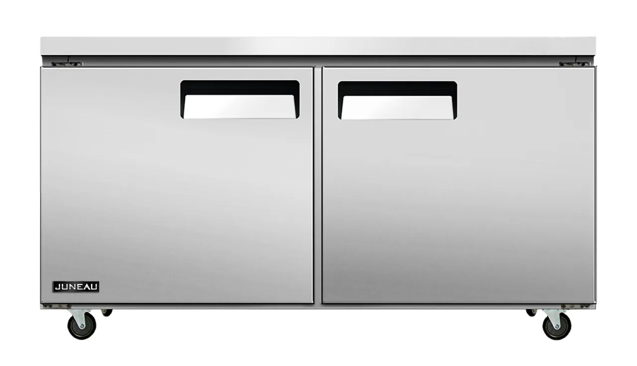 Omcan USA 58017 60" 2-Door Undercounter Freezer, Stainless Steel, 8.9 cu. ft., Digital Temp R290