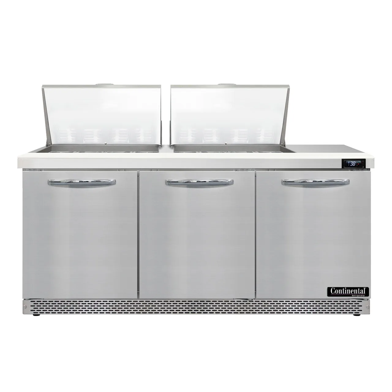 Continental Refrigerator D72N24M-FB 72" Mega Top Sandwich Prep Table w/ 3 Doors, 24 pans