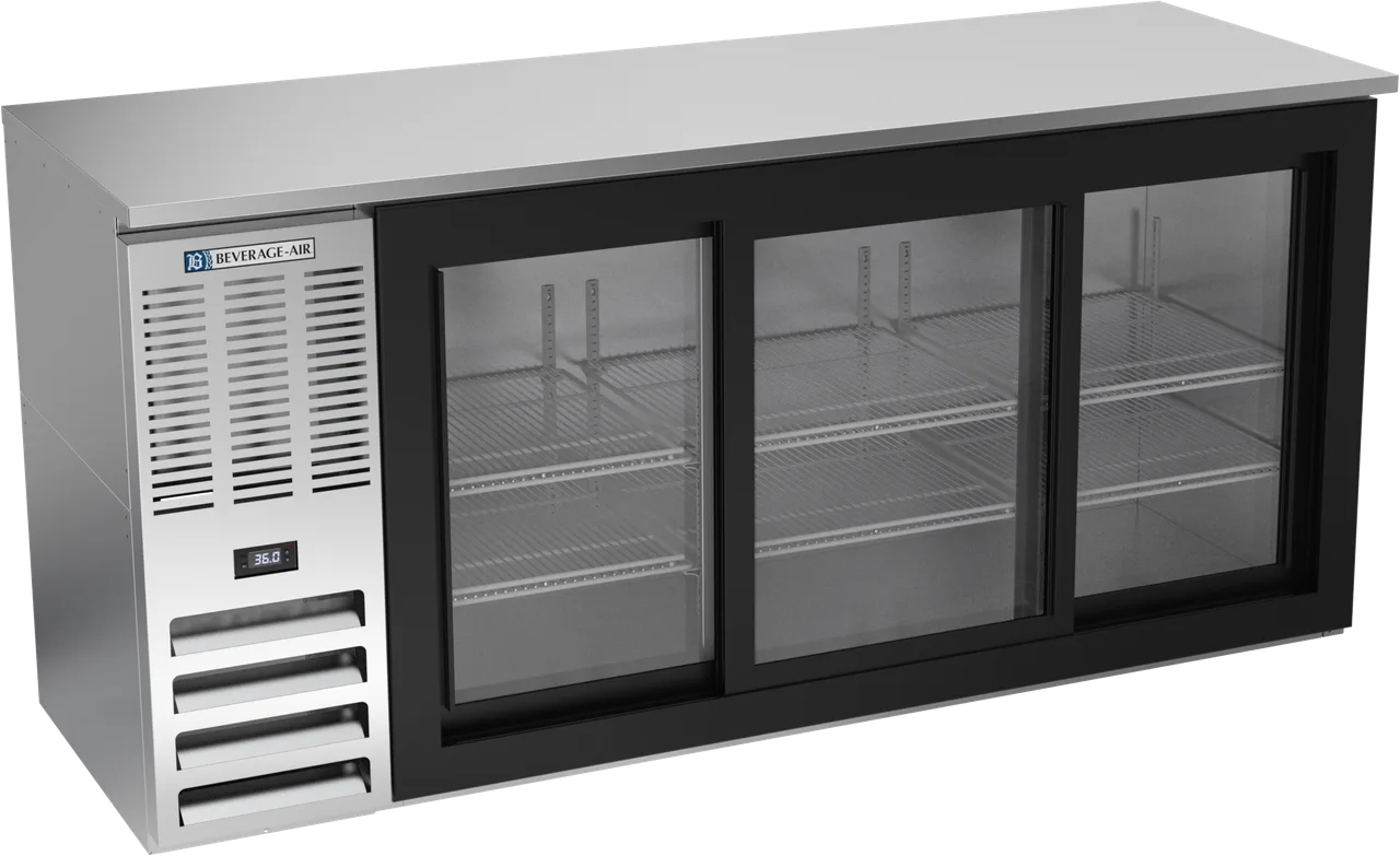 Beverage Air BBN72HC-F-GS-S Cooler, 72\" x 34\" x 25\", 19.6 Cu Ft, 3 Doors, R290, 1/3 HP, 115V