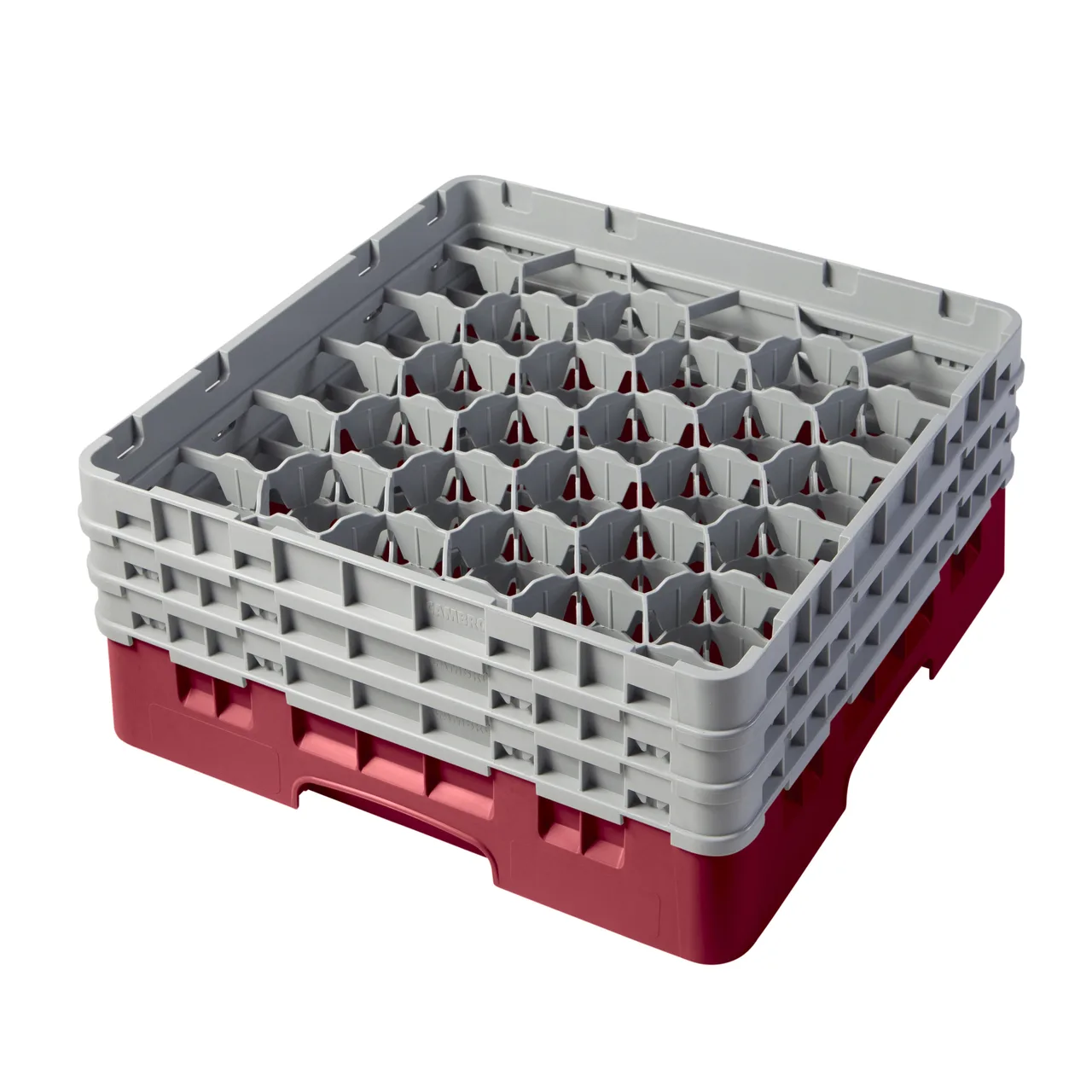 Cambro 30S638416 Camrack Glass Rack, Full Size, 19-3/4 x 19-3/4, 30 Compartments, Cranberry Red, HACCP Compliant