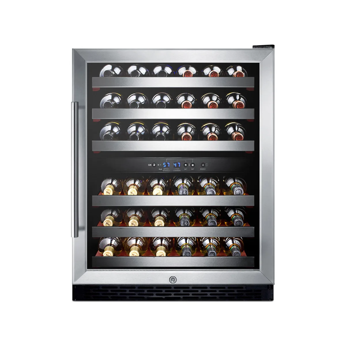 Summit SWC530BLBISTADA 24" Glass Door Wine Refrigerator, Dual Temperature, 36 Bottles