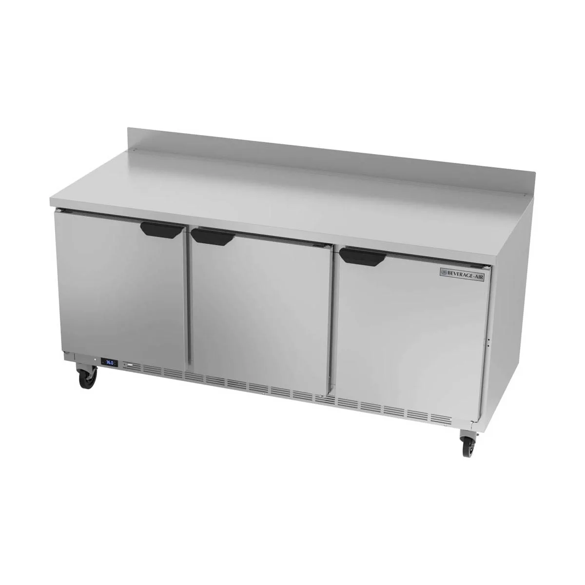 Beverage Air WTR72AHC 72" 3-Section Worktop Refrigerator w/ 3 Doors, 17.88 cu. ft.