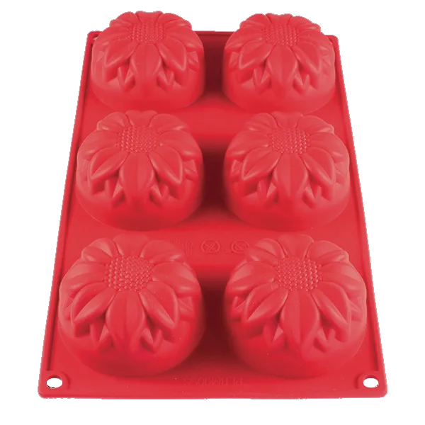 Thunder Group PLBM004S Baking Mold, 3-9/10 Oz. -40° - 550°F Temperature Range (6) Dahlia Cavities