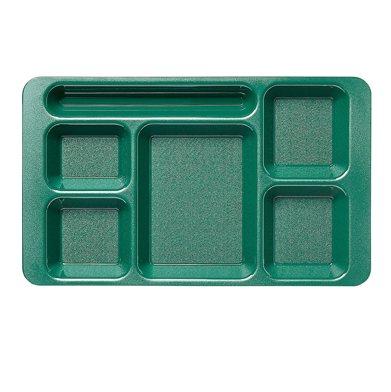 Cambro 1596CW119 - 6-Comp Rectangular Tray, 9" x 15", Sherwood Green Polycarbonate, Dishwasher Safe