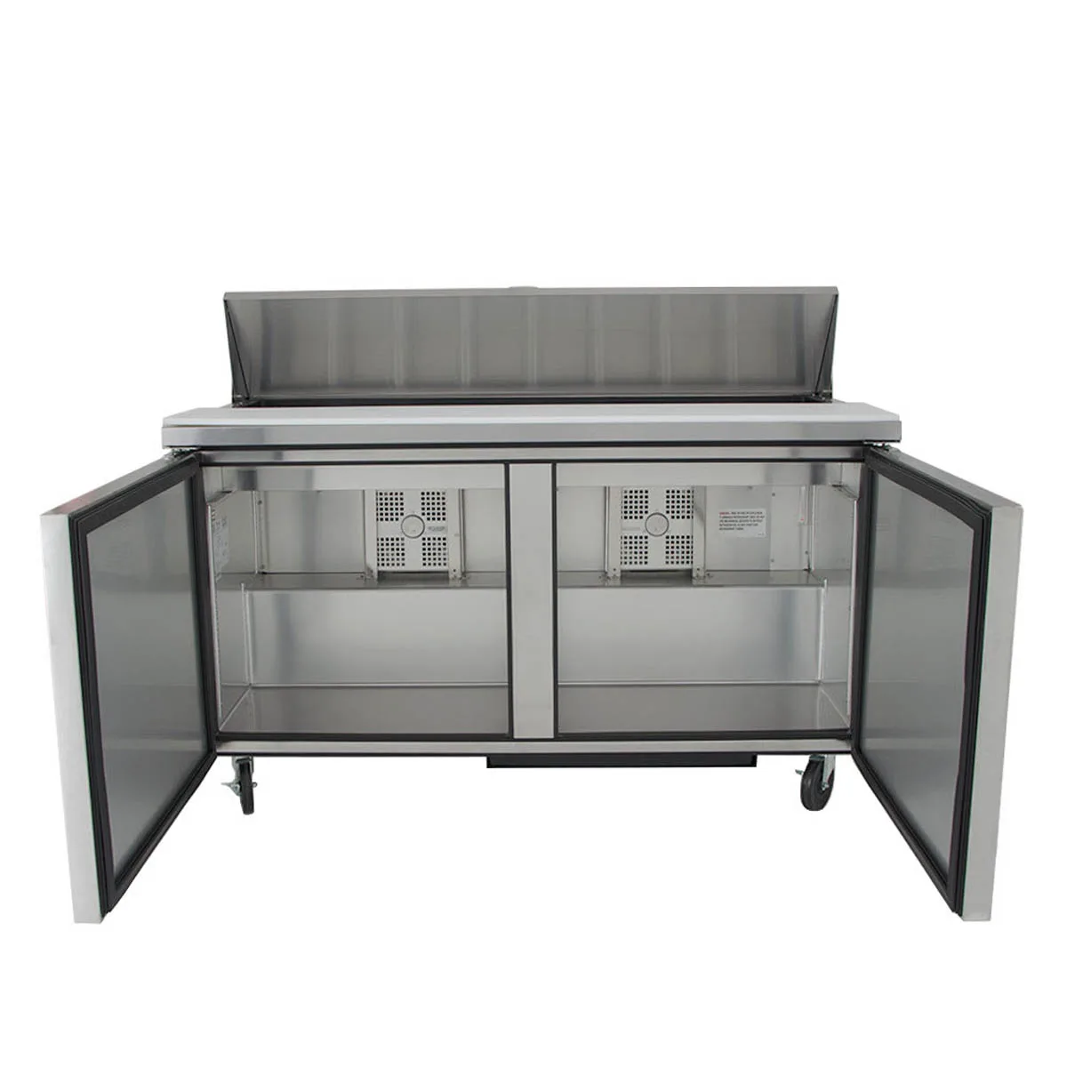 True TSSU-60-16-HC 60" Two Section Sandwich / Salad Prep Table w/ 2 Doors, 16 Pans