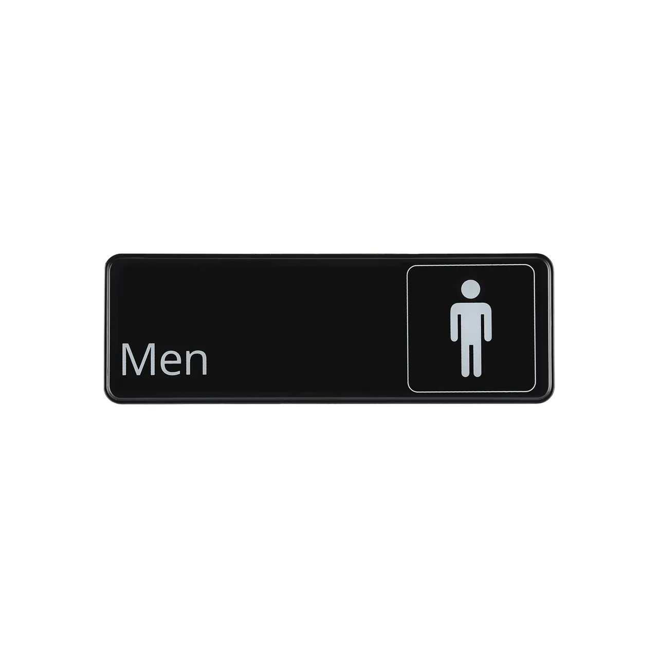 CAC China SCE3-MN26 Compliance Sign, 9" x 3"H, English, Men, Heavy-Duty Plastic, Black