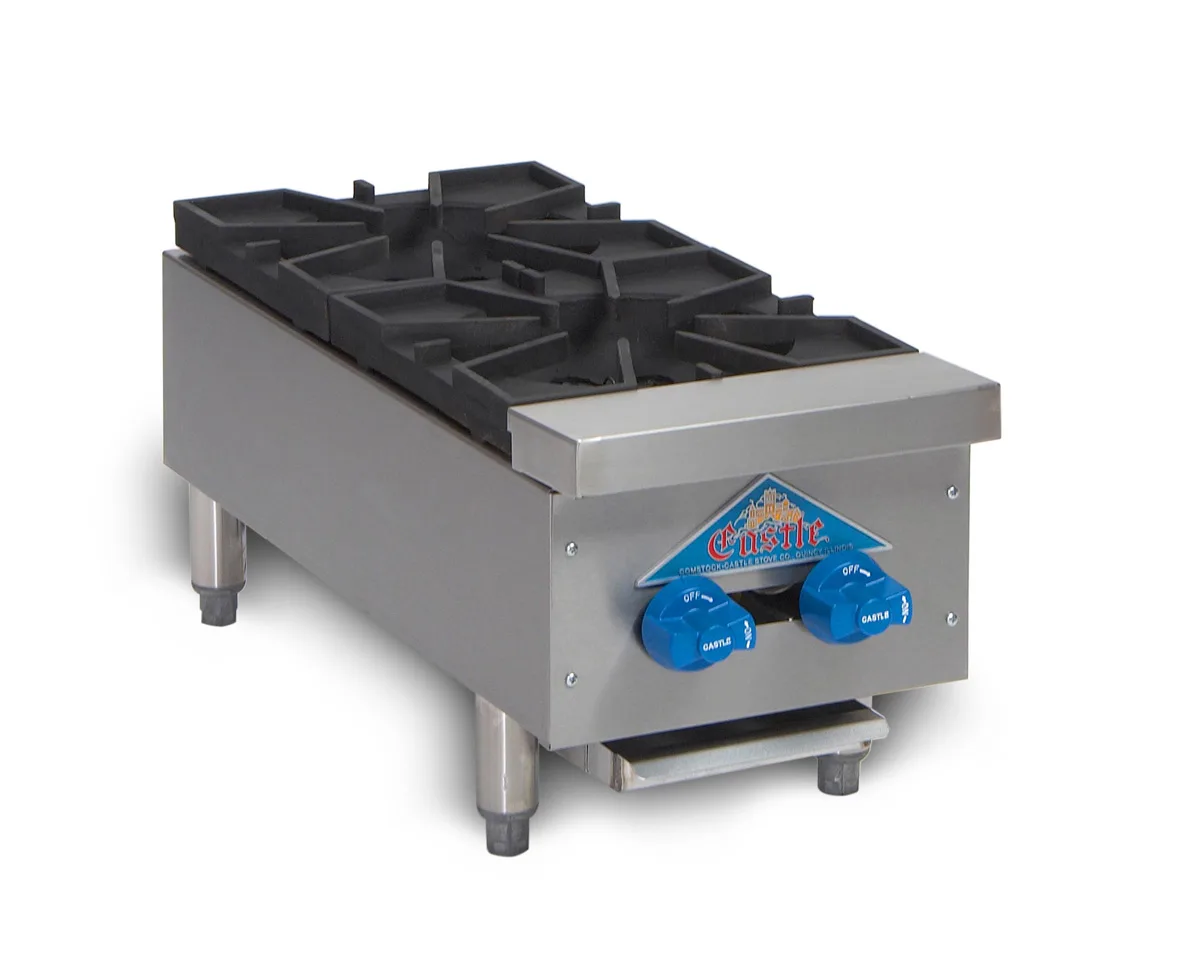 Comstock-Castle FHP12 12" Countertop Gas Hotplate with (2) Burners, Manual Controls, 48.000 BTU