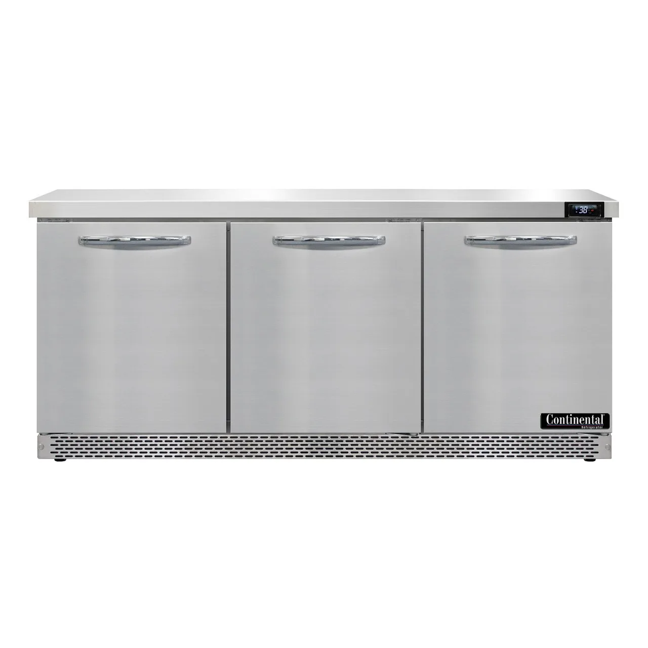 Continental Refrigerator SW72N-FB 72" 3-Section WorkTop Refrigerator w/ 3 Doors, 20.6 cu. ft.