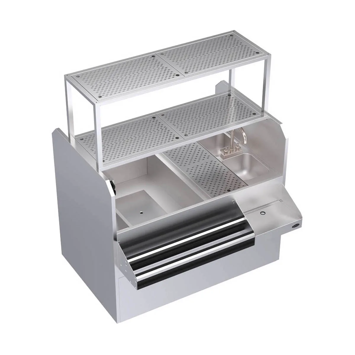Krowne KRPT-54ALP-10 54" Pass-Thru Combo Underbar Ice Bin/Cocktail Station w/ 10 Circuit - Left