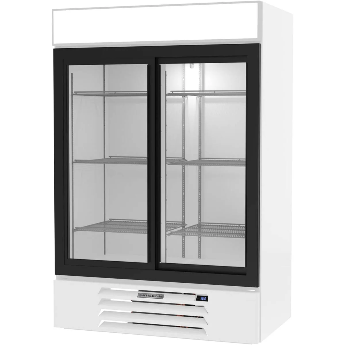 Beverage Air MMR45HC-1-W 52" Two Glass Door Merchandiser Refrigerator in White, 44 cu. ft.