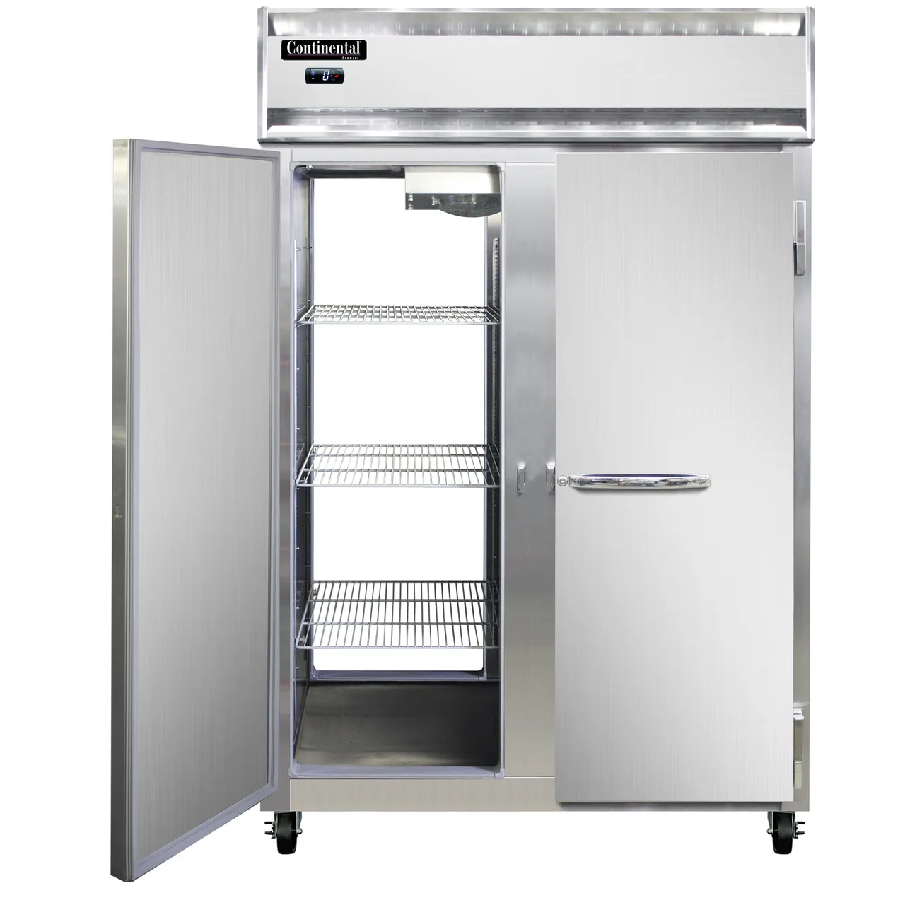 Continental Refrigerator 2FNPT 52" 2-Section Pass-Thru Freezer, 4 Solid Doors, Top Mounted, 48 cu. ft., Stainless Steel Front