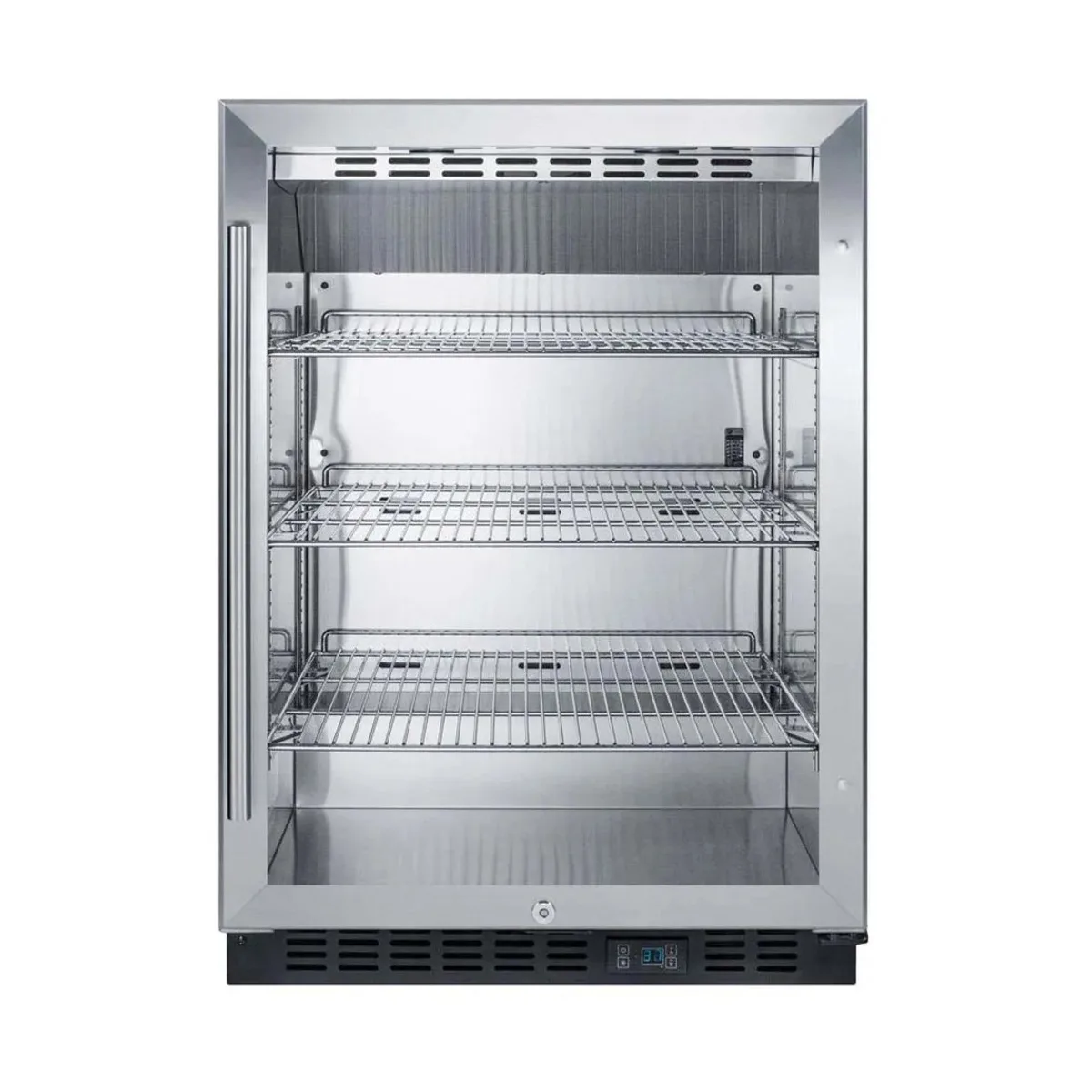 Summit SCR610BLCSS 24" Beverage Merchandiser, 5.0 cu ft, Steel Exterior, Shelves, Door, ENERGY STAR®