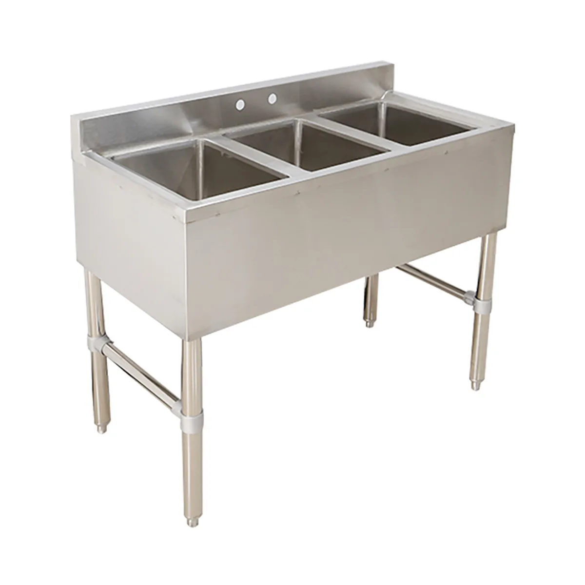 Klinger's Trading BAR3 38" Underbar Sink Units, 3 Compartment without Drainboard