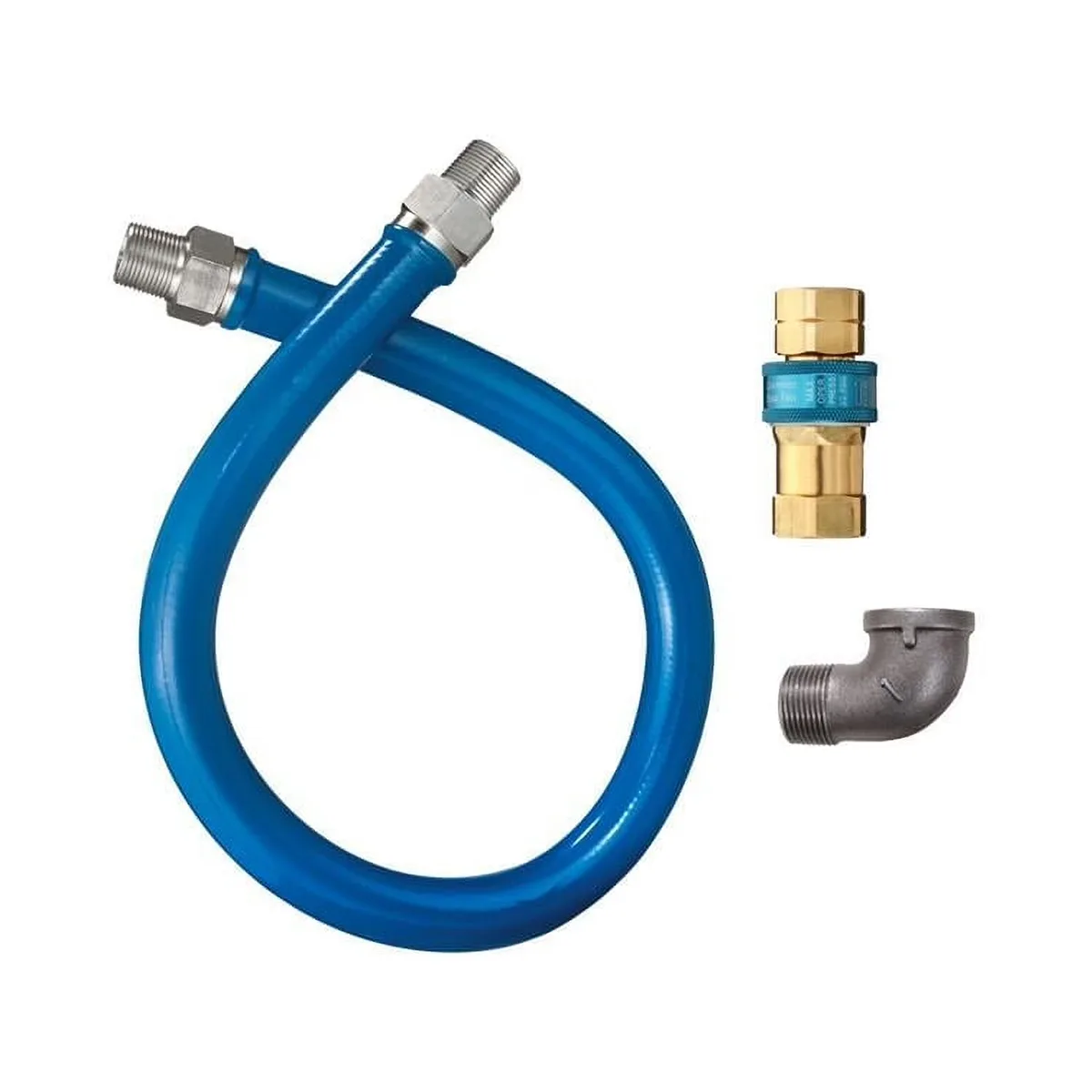 Dormont 16100BPQ48BX Blue Hose 48" Moveable Gas Connector Hose Kit w/ Elbow, 1" Dia., in Box