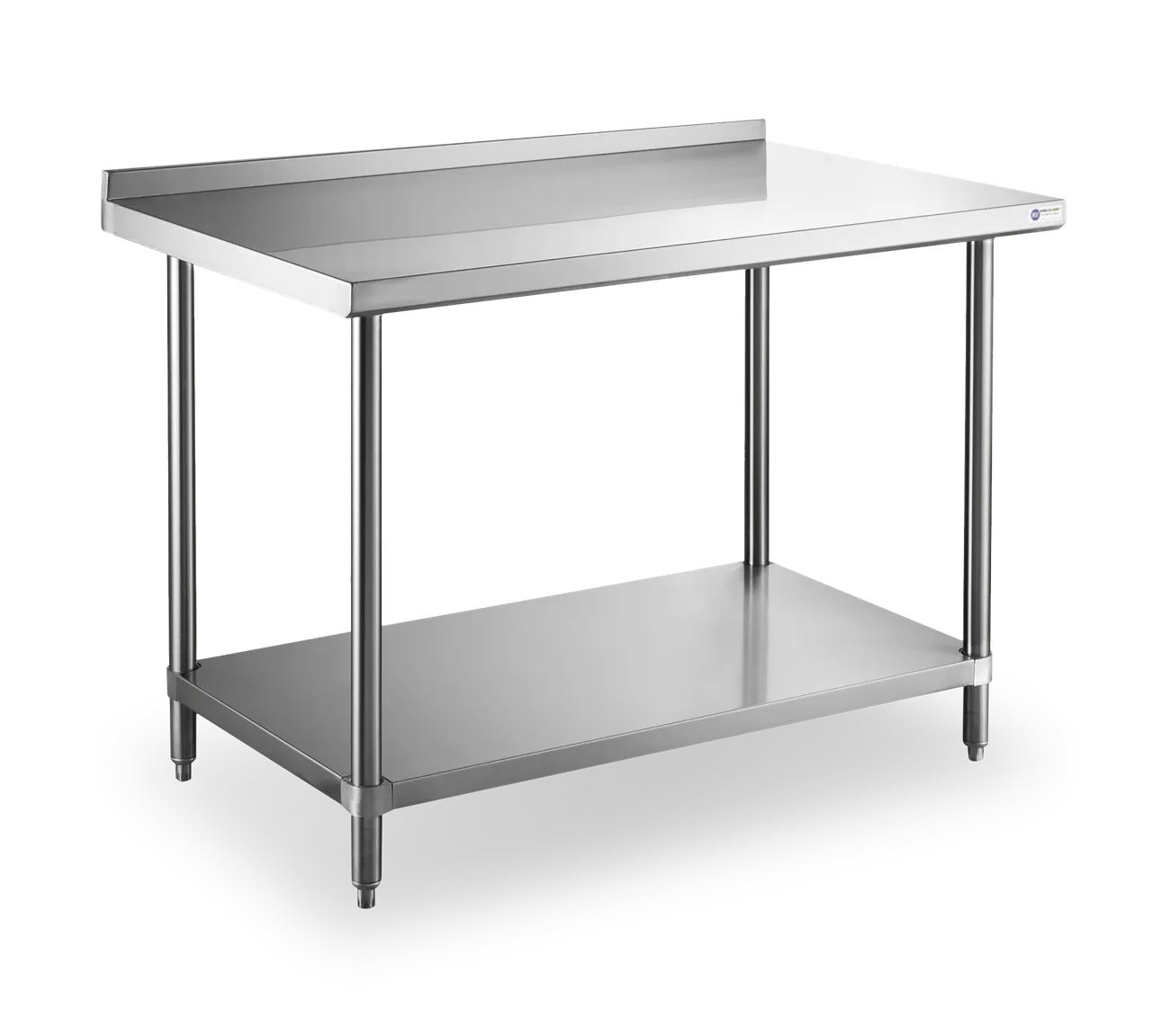 Steel Works SWWTS-1836-2R-316 36" Open Base Work Table with Undershelf, 2" Backsplash / 16 Gauge Top