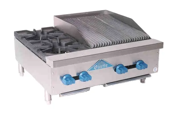 Comstock-Castle FHP30-1.5LB 30" Countertop Gas Lava Rock Charbroiler / Hotplate Combo, 88.000 BTU