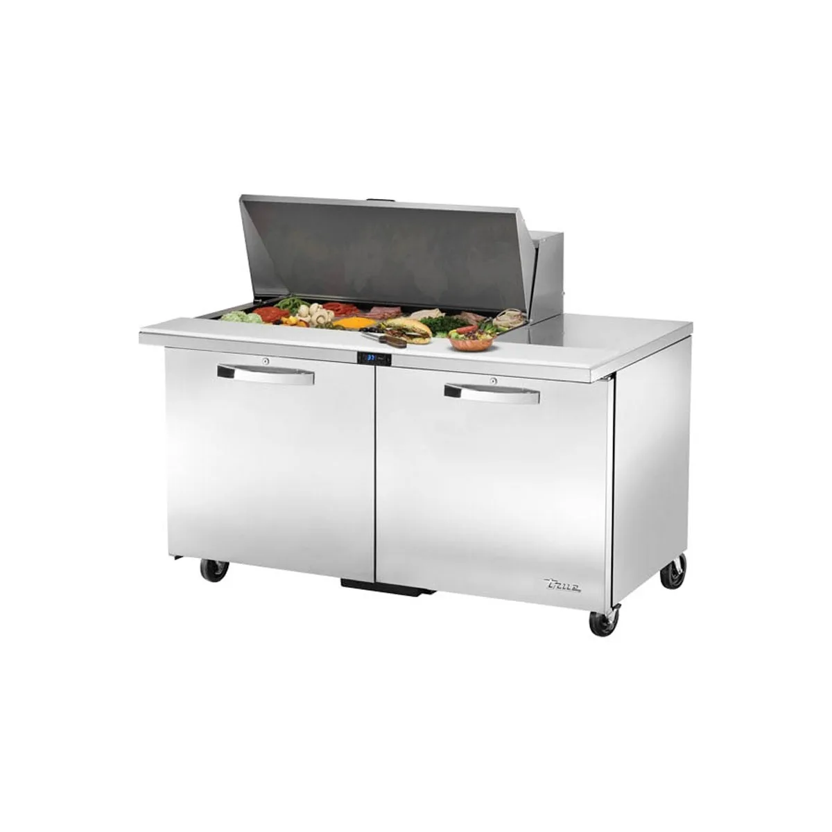 True TSSU-60-18M-B-HC~SPEC3 60" Mega Top Sandwich/Salad Prep Table w/ 2 Doors 18 Pans