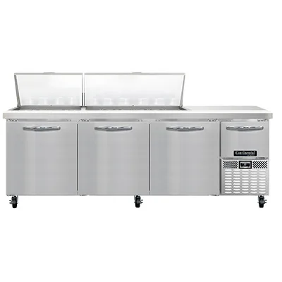 Continental Refrigerator RA93N30M 93" Mega Top Sandwich Prep Table w/ 4 Doors, 30 pans