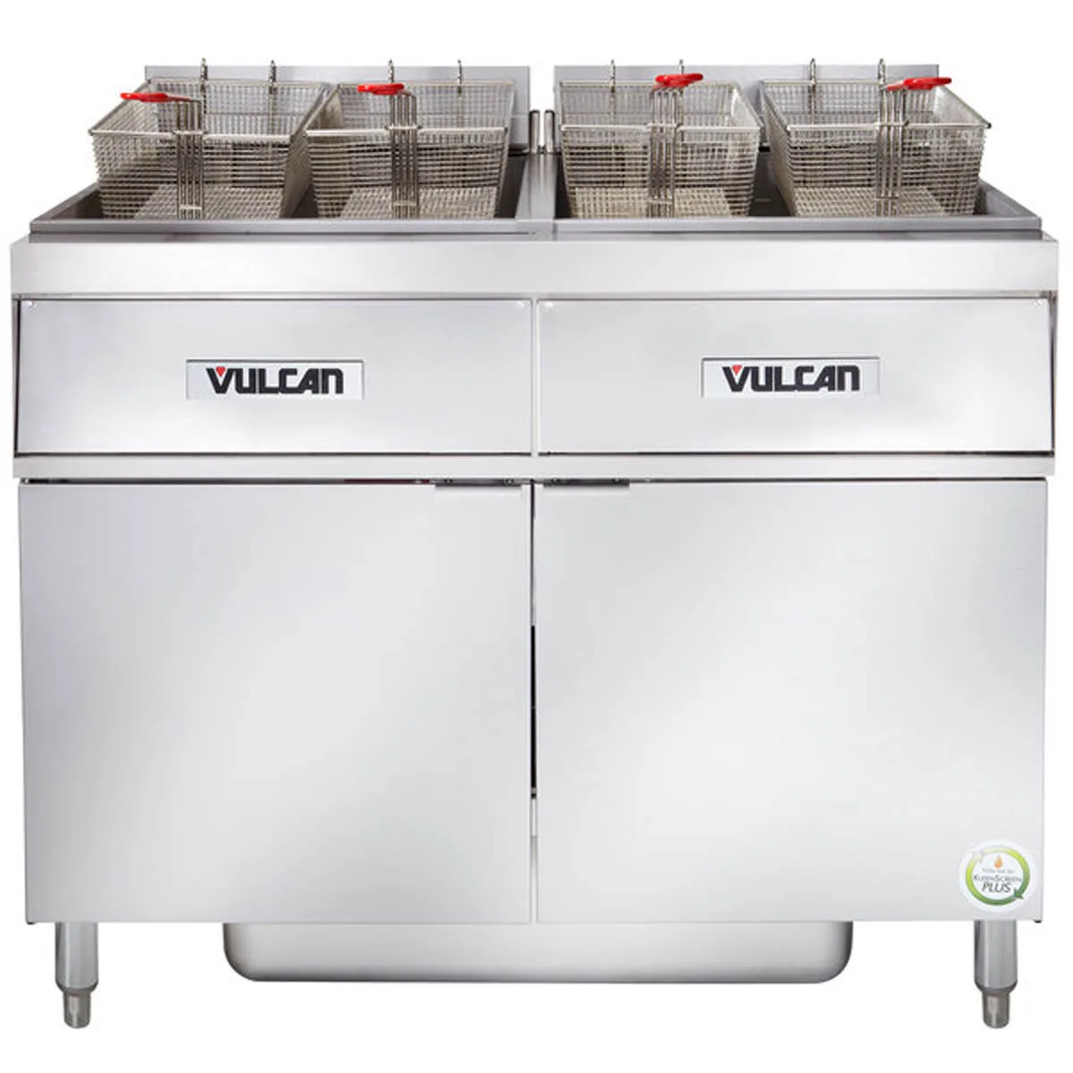 Vulcan 2ER50AF Electric Floor Fryer with Built-In Filter, (2) 50 lb. Fryers