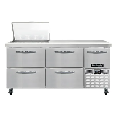 Continental Refrigerator RA68N12M-D 68" Mega Top Sandwich Prep Table w/ 4 Drawers & 1 Door, 12 pans