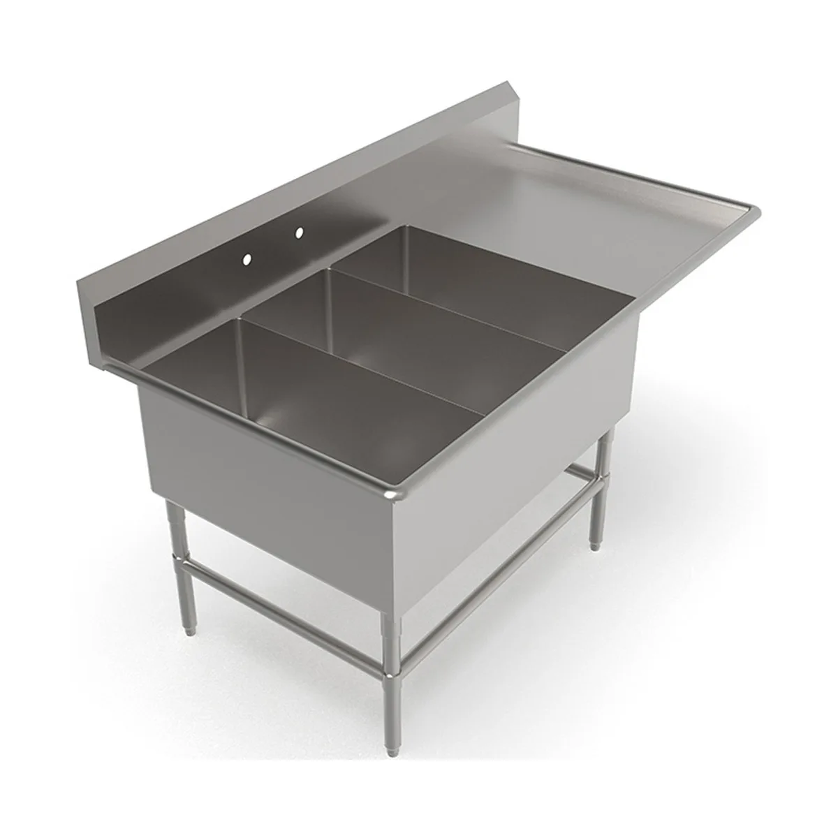 John Boos 43PB14314-1D24R 70" Three Compartment Sink, 14"W x 31"L Bowl With Right-Hand Drainboard