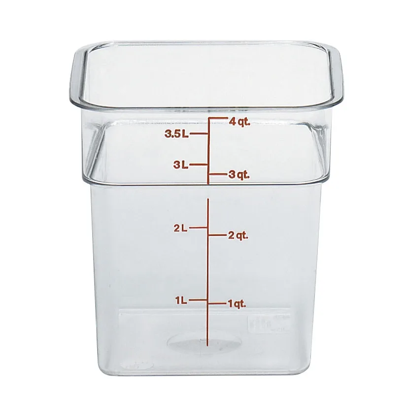 Cambro 4SFSCW135 CamSquare 4‑Qt Square, Clear PC, 7.25" L x 7.25" W x 7.38" H, NSF