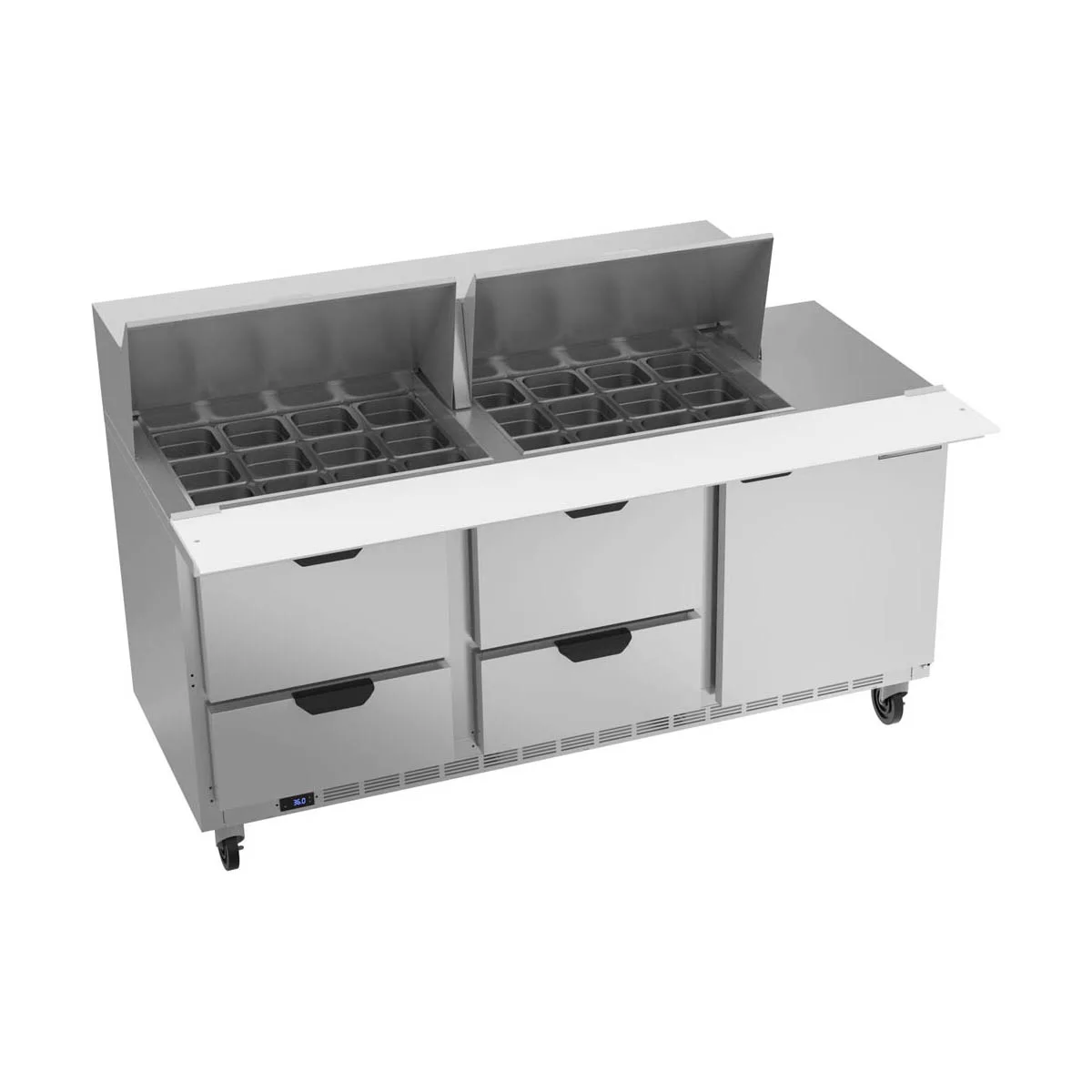 Beverage Air SPED72HC-24M-4 72" Mega Top Sandwich/Salad Prep Table w/ 4 Drawers and 1 Door, 24 pans