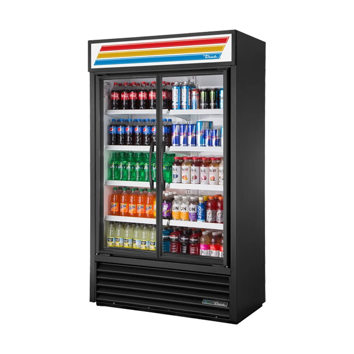 True TVM-48SL-HC~VM01 47" 2-Section Swing Glass Door Slim Line Visual Refrigerated Merchandiser