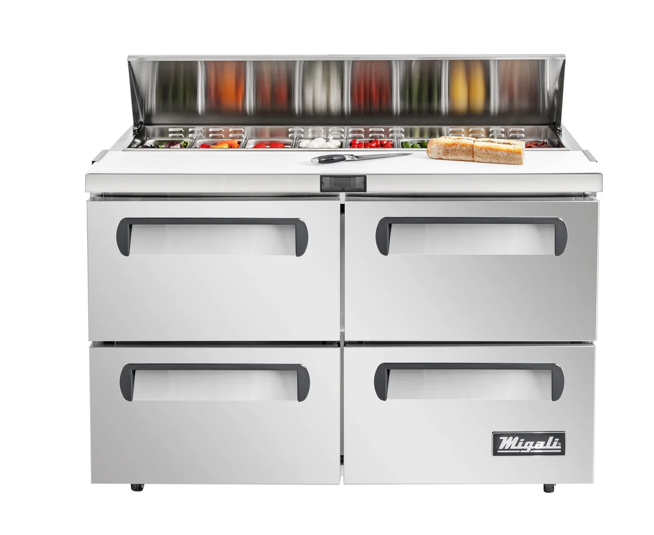Migali C-PP93-D-HC 93" 3-Section Refrigerated Pizza Prep Table w/ 6 Drawers, 20 cu. ft.