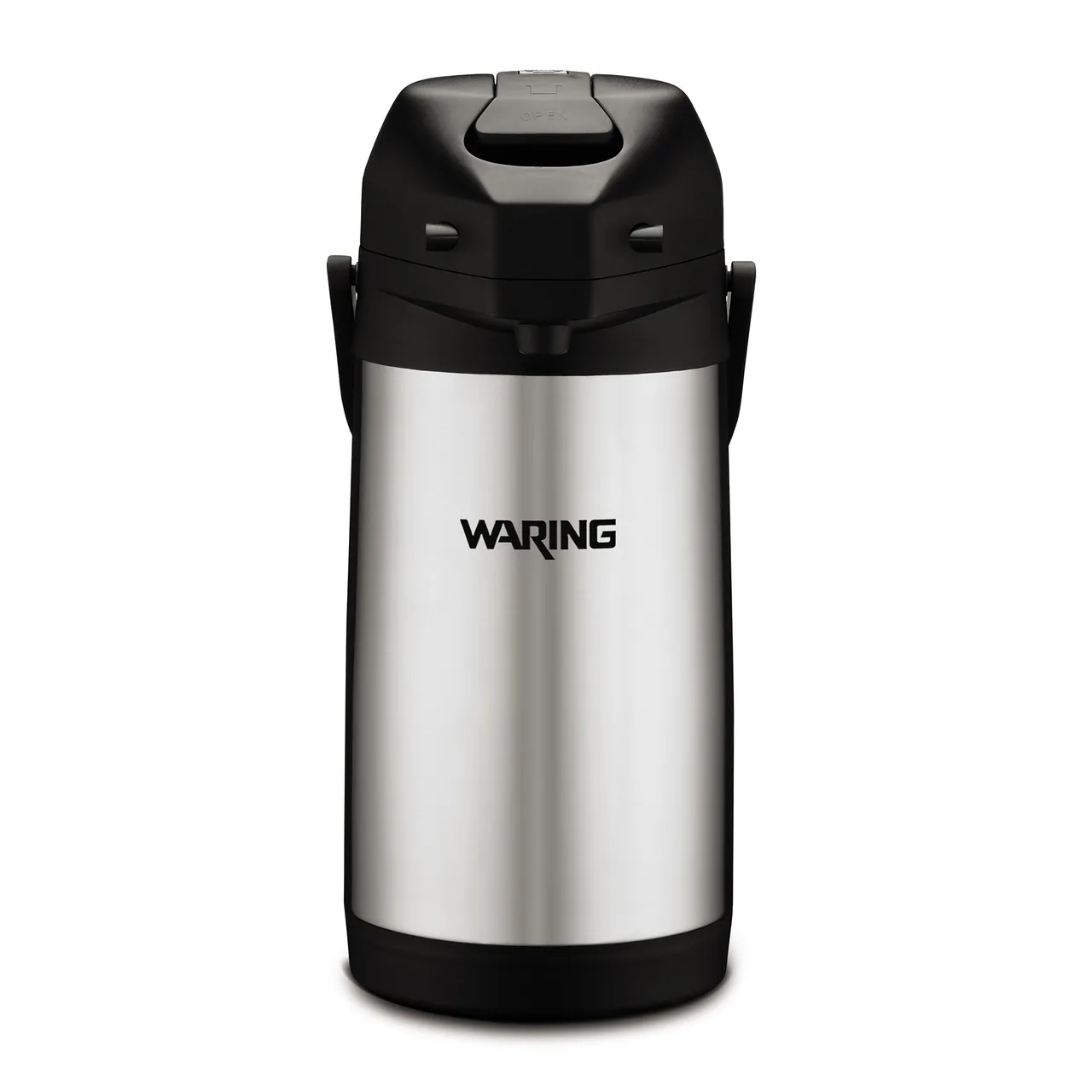 Waring WCA25 Café Deco Airpot, 2.5 L (84 oz) Stainless Steel, Lever Black Lid, 5½"W x 7½"D x 13"H
